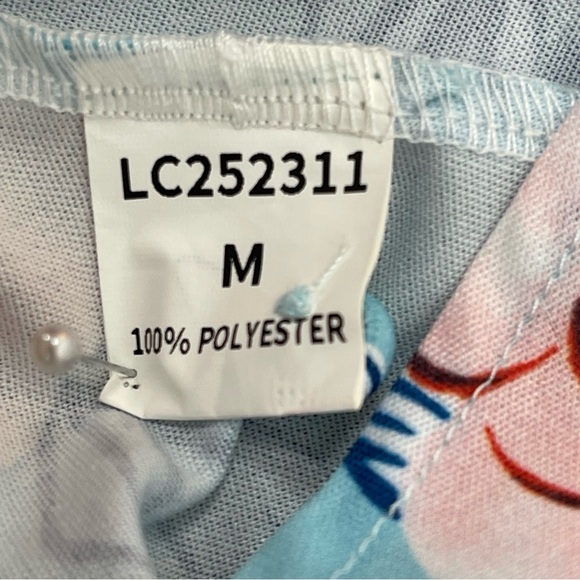 Women's Floral Button Down Waist Tie Blouse with Bell Sleeves M - Picture 6 of 9